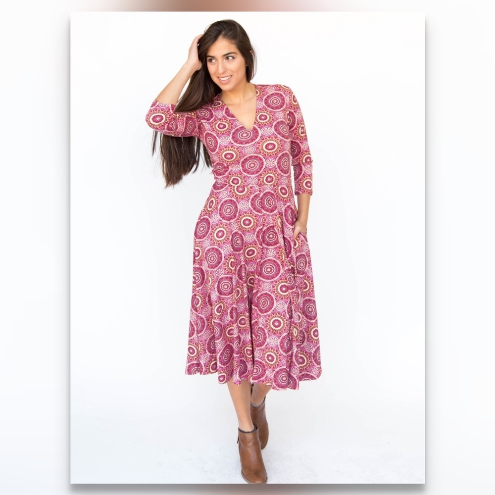 Curie Dress - Pink Mandala Print